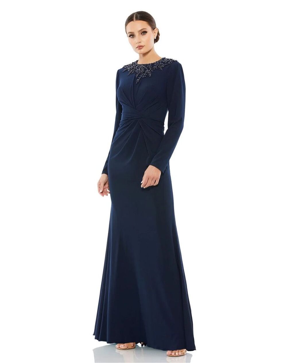Mac Duggal size 10 #55713 navy fitted gown maxi - NWT